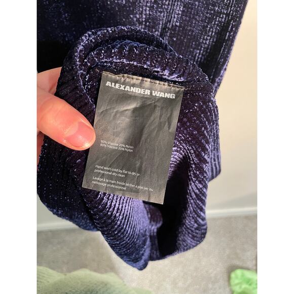 Alexander Wang Navy Blue Velvet Knit Sleeveless Tunic Top‎ One Size - Picture 9 of 9